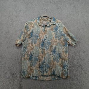 Margaritaville Shirt Men's 2XL Hawaiian Tropical Palm Trees Silk‎ Linen Blend